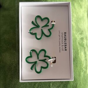 BaubleBar Green Shamrock Earrings